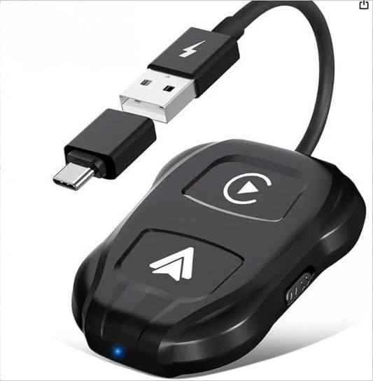 Wireless CarPlay & Android Auto Adapter, Car Navigation Dongle, Compatible with Most Cars, with Toggle Switch, Ideal for Two People Using The Same car, one with iOS and The 2nd with Android