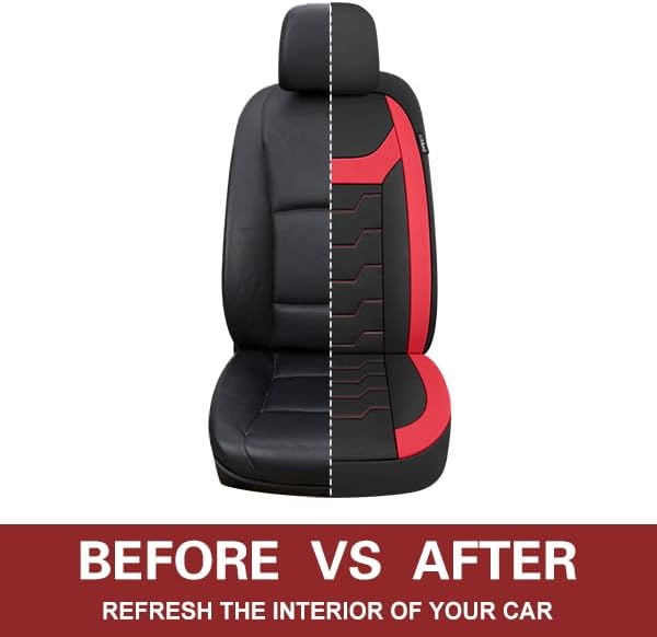 CAROMOP Breathable Car Seat Cover 2 Front Seats, 3D Air Mesh Cloth Seat Covers for Cars, Universal Fit Automotive Car Interior Covers for SUV Vans Sedans Trucks (Black/Red)