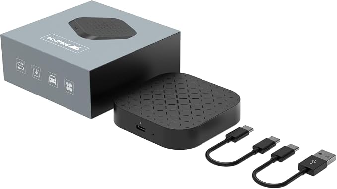 CarPlay AI Box Android 11 2GB+16GB, Wireless CarPlay Android Auto Adapter, Netflix YouTube, Google Play, WiFi Hotspot, TF Card up to 128GB, Black