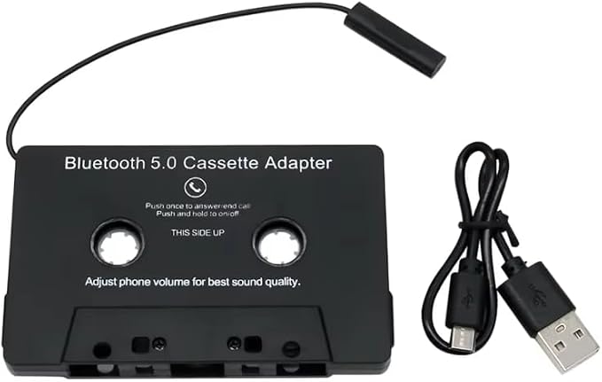Car Audio Bluetooth 5.0 Cassette Receiver, Cassette Bluetooth Adapter for Car Tape Player, Wireless Cassette Aux Adapter with Hands-Free Calling, Universal Compatibility for Smartphones, Tablets