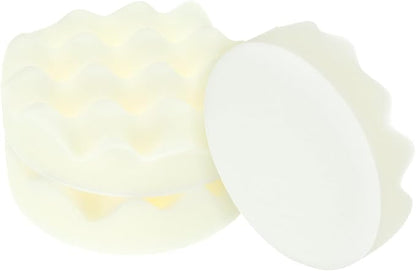 HARFINGTON 3pcs Buffing Sponge Pads 4" Polishing Wheel Waffle Finishing Grip Pad Car Buffer Polisher with Hook and Loop Back for Car Detailing Polishing Waxing, White