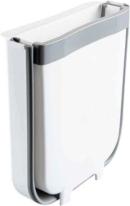 Restaurantware RW Base 11.4 x 10 x 7.1 Inch Foldable Trash Bin 1 Collapsible Garbage Can - Mountable U-Shaped Slot Gray Plastic Trash Can Detachable Retainer Plate With Fixed Feet