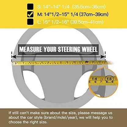 Valleycomfy Steering Wheel Cover for Women Bling Bling Crystal Diamond Sparkling Car SUV Wheel Protector Universal Fit 15 Inch Black with Pink Diamond
