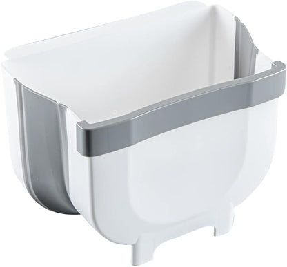Restaurantware RW Base 10 x 7.2 x 7.3 Inch Foldable Trash Bin 1 Collapsible Mini Trash Can - Mountable U-Shaped Slot Gray Plastic Trash Can Detachable Retainer Plate With Fixed Feet
