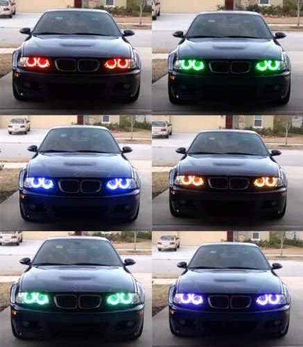 iJDMTOY Multi-Color 120-SMD RGB LED Angel Eyes Halo Ring Lighting Kit w/Adjustable Setting Compatible with BMW E36 E46 3 Series E38 E39 5 7 Series Xenon Front Road Illuminating Lights