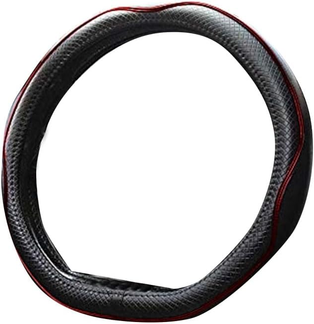 Mayco Bell Flat Bottom Steering Wheel Cover Anti-Slip,Safety,Soft,Breathable,Durable,Full Surround,Comfortable Grip Microfiber Leather (D-Shape,Black Red)