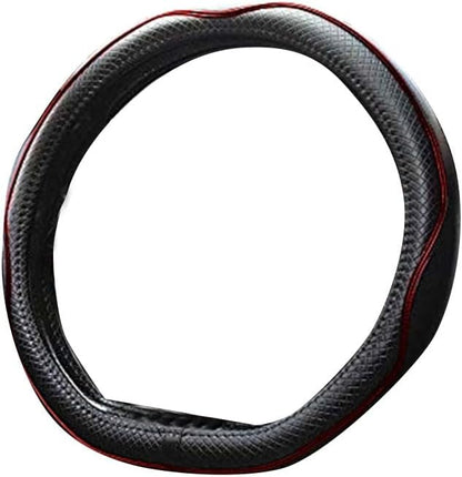 Mayco Bell Flat Bottom Steering Wheel Cover Anti-Slip,Safety,Soft,Breathable,Durable,Full Surround,Comfortable Grip Microfiber Leather (D-Shape,Black Red)