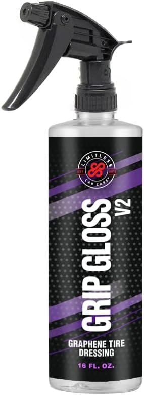 LimitlessCarCare Grip Gloss V2 Tire Dressing - Deep Black Finish W/Graphene Non Greasy Car Detailing | Ceramic Coating Like Tire Protection