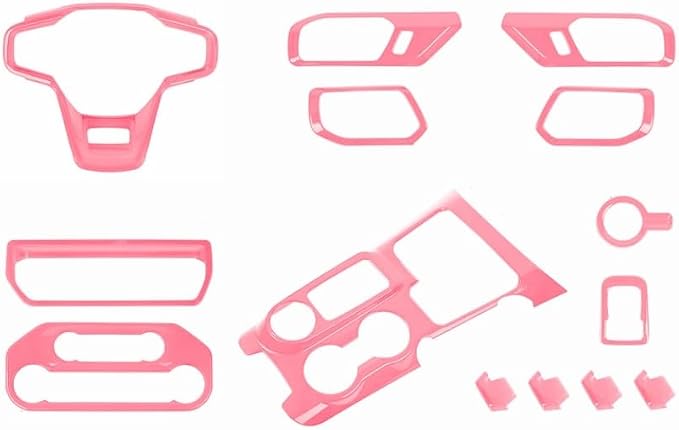JWWY Interior Trim Kit Full Set Dress-Up Kit Decor Set Center Console Gear Shift Dashboard Panel Door Handle AC Rearview Vent Adjustment Cover Trim for 2021-2026 Ford Bronco Accessories 14pcs Pink