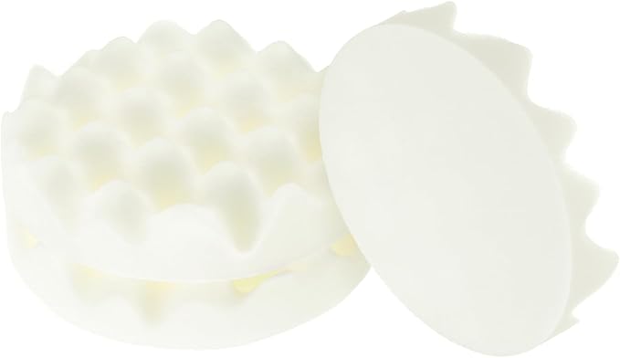 HARFINGTON 3pcs Buffing Sponge Pads 5" Polishing Wheel Waffle Finishing Grip Pad Car Buffer Polisher with Hook and Loop Back for Car Detailing Polishing Waxing, White