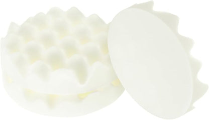 HARFINGTON 3pcs Buffing Sponge Pads 5" Polishing Wheel Waffle Finishing Grip Pad Car Buffer Polisher with Hook and Loop Back for Car Detailing Polishing Waxing, White