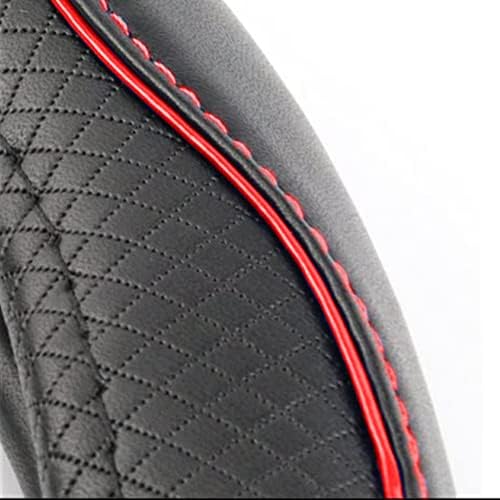 ESEWALAS Universal Car Steering Wheel Cover,Anti-Slip Leather Steering Wheel Cover,Sports Style Steering Wheel Protector,Car Interior Accessories Auto Steering Wheel Covers (Black with Red)