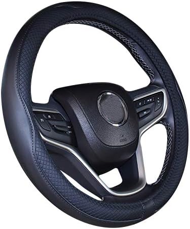 Mayco Bell Universal Standard Size Steering Wheel Cover Anti-Slip,Safety,Soft,Breathable,Durable,Full Surround,Comfortable Grip Microfiber Leather (14.5-15 inch,Black)