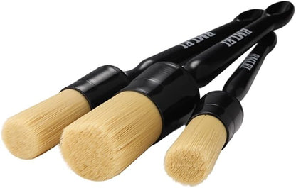BMLEI 3pcs Car Detailing Brushes Set,Boars Hair Auto Car Detail Brush Kit No Scratch, Car Detailing Kit for Clean Interior or Exterior, Wheels, Tires, Engine Bay, Leather Seats