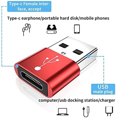 BoxWave Adapter Compatible with Eonon FDF1X6 Ford F150 Car Stereo with Wireless CarPlay & Android Auto (9 in) - USB-A to C PortChanger (5-Pack), Type-C OTG Convert Charging Data Adapter