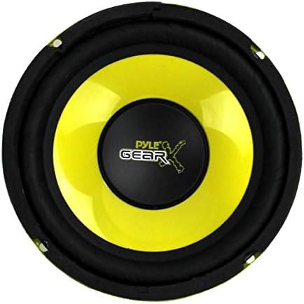 Pyle 6.5 Inch 1200 Watt Car Audio Mid Bass Midrange Subwoofer Speaker Set with Yellow CD P P Cone, 4 Ohm Impedance, and Edge Suspension, 2 Pair