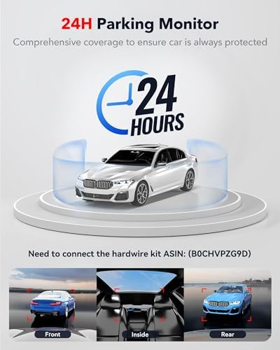 REDTIGER F17 & Acc, 4K 3 Channel Dash Cam, 5GHz WiFi Built-in GPS with 64GB Card, 2160P+1080P+1080P Front and Rear Inside, Triple Car Camera with 3 Inch Screen, IR Night Vision, G Sensor, WDR