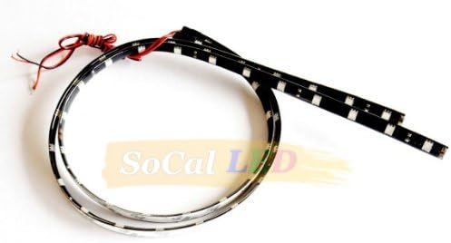 SOCAL-LED LIGHTING 60cm 24" Green Flexible LED Strips High Power Bright 5050 12 SMD Car DRL Under Dash Accent Light, Waterproof, Cuttable, Pack of 2