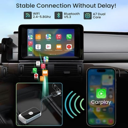 Wireless CarPlay Adapter for Apple iPhone & Android Auto (2026 Upgrade) – Convert Wired to Wireless CarPlay Adapter, Plug & Play, Fast Connection, Stable Performance, iOS 10+ / Android w/USB-C