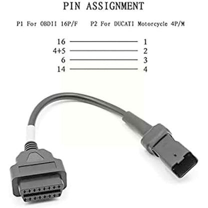 AntiBreak 4pin 4 pin Ducati OBD Motor Cable obd2 obdii Motorcycle Adapter Engine Fault Diagnosis and Detector Fits for 4pin Motorcycles usd for Ducati Multistrada Motorrad