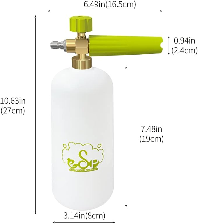 ESP Foam Cannon Snow Foam Lance Pressure Power Jet Washer Quick Release Adjustable Nozzle with 1 Liter Bottle Washing Mitts 1 Towel