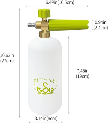 ESP Foam Cannon Snow Foam Lance Pressure Power Jet Washer Quick Release Adjustable Nozzle with 1 Liter Bottle Washing Mitts 1 Towel
