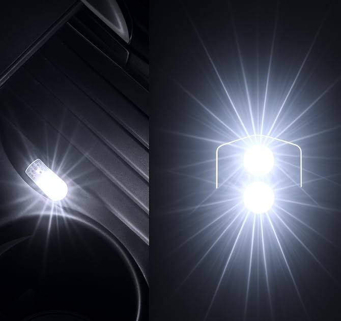 ICBEAMER Type C Adapters Atmosphere Light 1-Pack (White) | Universal Plug-in Miniature LED Night Light for Car Interior and Trunk Ambient Lighting, Easy Installation, Energy Efficient