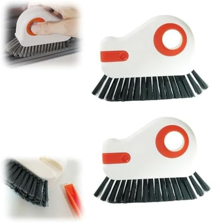 2 in 1 Groove Cleaning Brush Window Track Cleaning Tools, 2025 New Hard Bristle Crevice Cleaning Brush with Hidden Scraperfor Sliding Door Track, Window Sill, Shutter Door(Orange,2pcs)