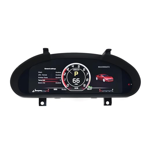 12.3 Inch Car Digital Cluster Gauge for Maserati GT/GC GranTurismo 2007-2017 Variant Virtual Cockpit Entertainment Dashboard Speedometer QLED Meter Screen Matt-Black Color