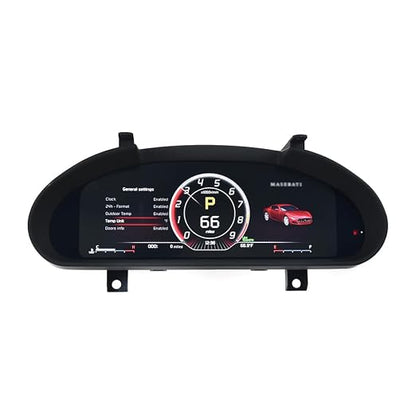 12.3 Inch Car Digital Cluster Gauge for Maserati GT/GC GranTurismo 2007-2017 Variant Virtual Cockpit Entertainment Dashboard Speedometer QLED Meter Screen Matt-Black Color