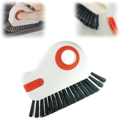 2 in 1 Groove Cleaning Brush Window Track Cleaning Tools, 2025 New Hard Bristle Crevice Cleaning Brush with Hidden Scraperfor Sliding Door Track, Window Sill, Shutter Door(Orange,1pcs)