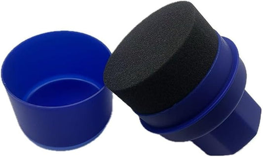 Car Tire Waxing and Cleaning Sponge Pad with Detail Brush for Applying Tire Dressing and Maintaining Tire Appearance (Blue flat mouth)