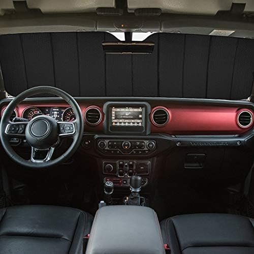 Big Hippo Windshield Sun Shade Car Sun Shade for 2007-2024 Wrangler Rubicon Sahara TJ JK JKU 2 & 4 Door-Sun Visor Protector Blocks UV Rays Windshield Sunshade, Blue