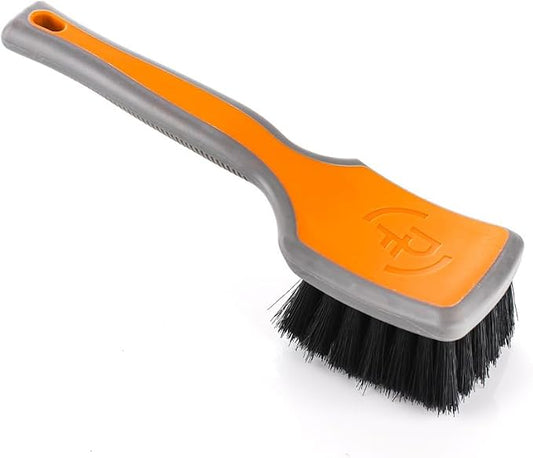 Detail Factory - ProGrip Interior Scrub Brush - Soft Bristles - Rubber Grip for Maximum Stability and Comfort - Curved Head Profile for Better Clearance - Solar Flare