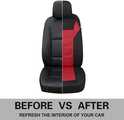 Pariiaotin 3D Air Mesh Car Seat Cover Front Sets Washable and Breathable Premium Cloth Automotive Vehicle Seat Covers for Cars Interior, Universal Fit for Most Cars, Sedan, Truck, SUV(Black/Red)