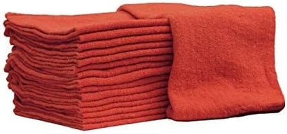Nabob Wipers Auto Mechanic Shop Towels 25 Pack Bulk Shop Rags 100% Cotton Size 14"x14" Commercial Grade (25 Pack, Red)