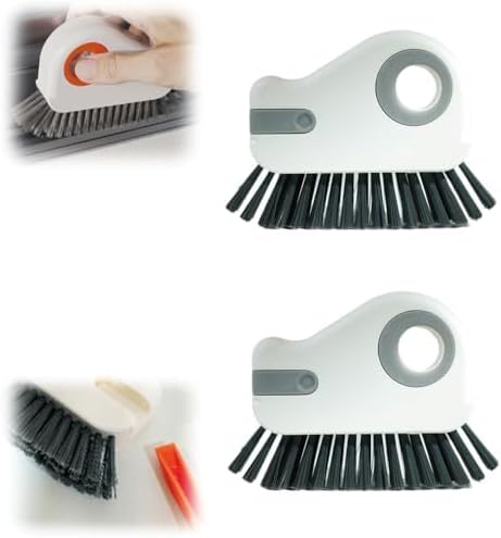 2 in 1 Groove Cleaning Brush Window Track Cleaning Tools, 2025 New Hard Bristle Crevice Cleaning Brush with Hidden Scraperfor Sliding Door Track, Window Sill, Shutter Door(Grey,2pcs)