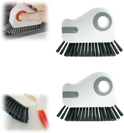 2 in 1 Groove Cleaning Brush Window Track Cleaning Tools, 2025 New Hard Bristle Crevice Cleaning Brush with Hidden Scraperfor Sliding Door Track, Window Sill, Shutter Door(Grey,2pcs)