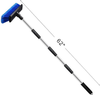 EVERRUSH 62" Car Wash Brush Mop with Long Handle, 10" Soft Bristle Scrub Scratch-Free Car Cleaning Brush Supplies Broom Kit for RV Boat Truck SUV, House Siding, Snow, Floors, Extension Aluminum Alloy