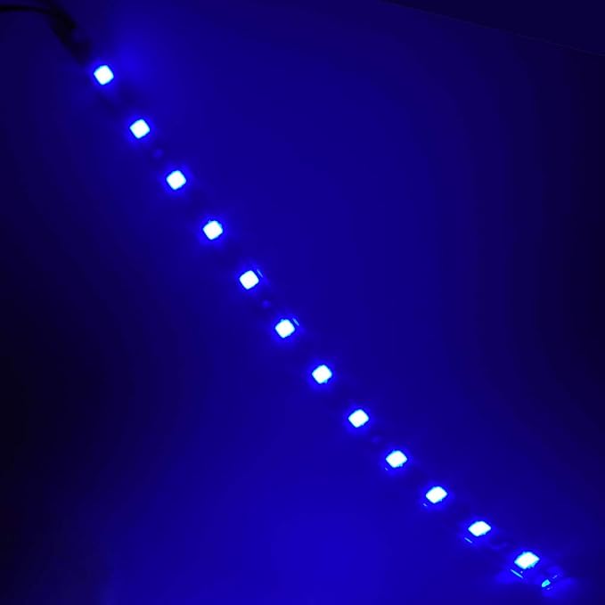 DC 12V Waterproof 1Ft 12 LED Strip Underbody Light with 6 inches Wires for Motor (Blue,Pack of 6)