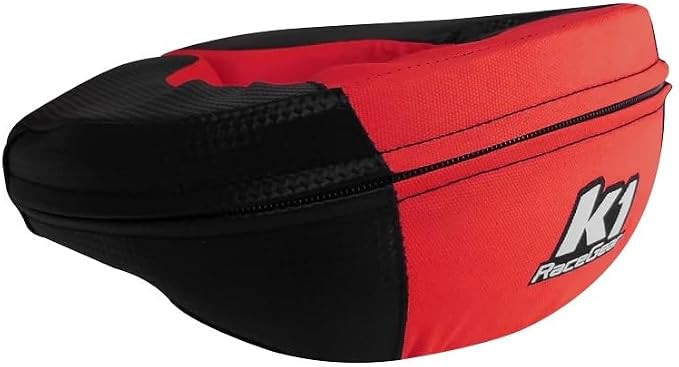 Adult Kart Racing Neck Collar Carbon Look/Red | 360° Padded Neck Support for Go Kart Drivers