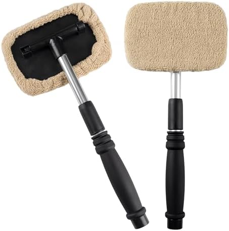 POLYTE Pivoting Windshield Glass Cleaning Tool Extendable Aluminum Handle w/9 Premium Microfiber Covers