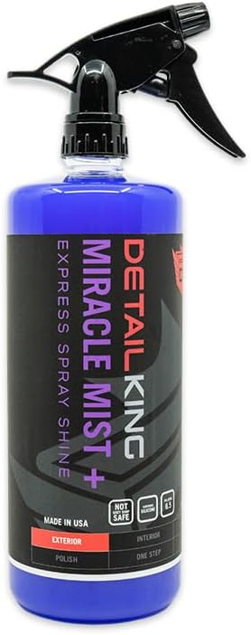 Detail King Miracle Mist+ Car Cleaning Spray Wax for Waterless Car Wash - Car Window Cleaner - Safe on all Surfaces - 32 Oz