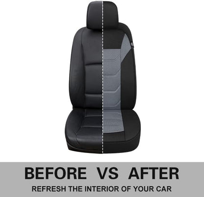 Pariiaotin 3D Air Mesh Car Seat Covers Front Sets Washable and Breathable Premium Cloth Automotive Vehicle Seat Covers for Cars Interior, Universal Fit for Most Cars, Sedan, Truck, SUV(Black/Gray)