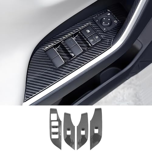 Car Door Power Window Lift Switch Protection Decor Panel for Ford Explorer 2020 2021 2022 2023 2024 2025 2026 Auto Interior Accessories Armrest Side Pull Handle Trim Cover Carbon Fiber Style