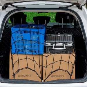 Heavy Duty Cargo Net for Pickup Truck Bed - Stretches from 3' x 4' to 9' x 12' - 12 Metal Carabiners - Compatible with Ford, Dodge RAM, Chevy, Toyota - Ideal for (Black, 3X4 Feet)