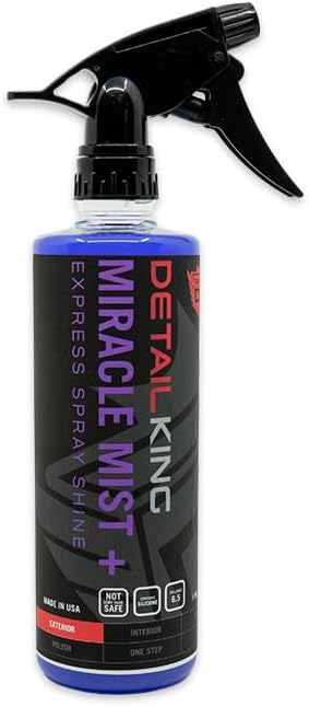 Detail King Miracle Mist+ Car Cleaning Spray Wax for Waterless Car Wash - Car Window Cleaner - Safe on all Surfaces - 16 Oz