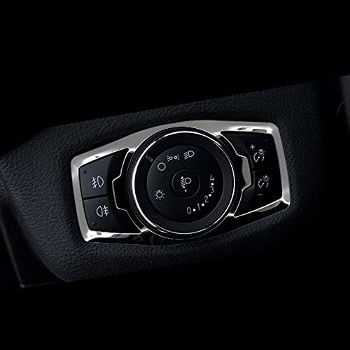 Chrome Inner Headlight & Fog Switch Panel Cover Trim for 2015-2020 Ford F150 - Push Button Actuator - Manual Operation - Chrome Color