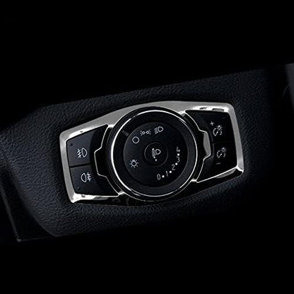 Chrome Inner Headlight & Fog Switch Panel Cover Trim for 2015-2020 Ford F150 - Push Button Actuator - Manual Operation - Chrome Color