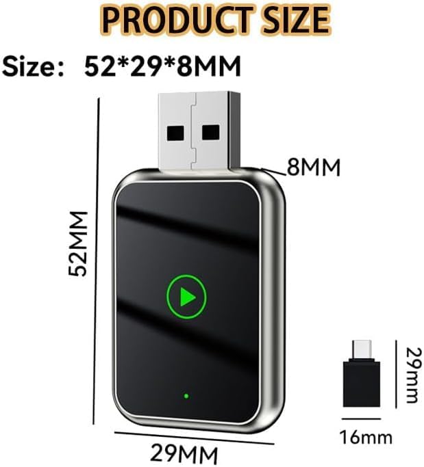 Wireless CarPlay Adapter 2-in-1 for Lotus Eletre 2024 2025, USB Design Plug and Play Bluetooth Fast Connection Car Accessories,B-Silver